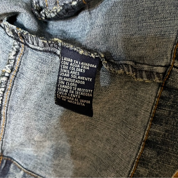 OTB stretch Jean blazer Y2K button up fitted dark wash denim vintage size med - Picture 11 of 16